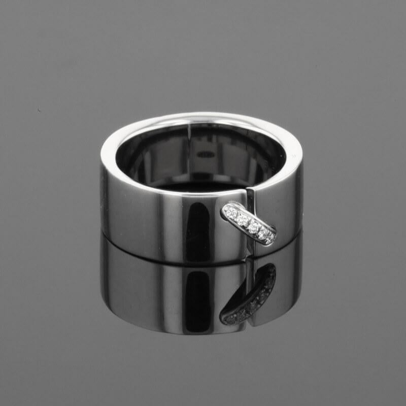 Chaumet Liens Diamonds 18K White Gold Wide Band Ring