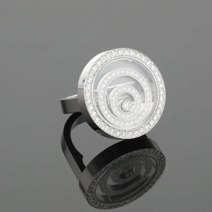 Chopard Happy Spirit Diamonds Circle Round Diamond Halo Set 18K White Gold Ring
