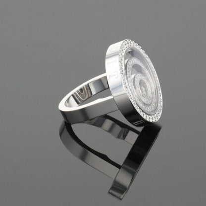 Chopard Happy Spirit Diamonds Circle Round Diamond Halo Set 18K White Gold Ring