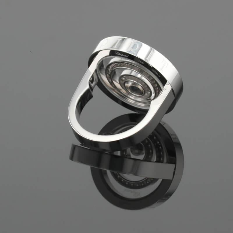 Chopard Happy Spirit Diamonds Circle Round Diamond Halo Set 18K White Gold Ring