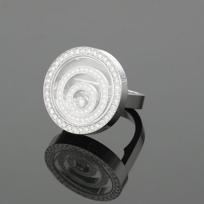 Chopard Happy Spirit Diamonds Circle Round Diamond Halo Set 18K White Gold Ring