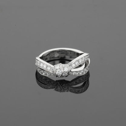 Chaumet Liens Seduction Ribbon Symbol Diamonds 18K White Gold Ring