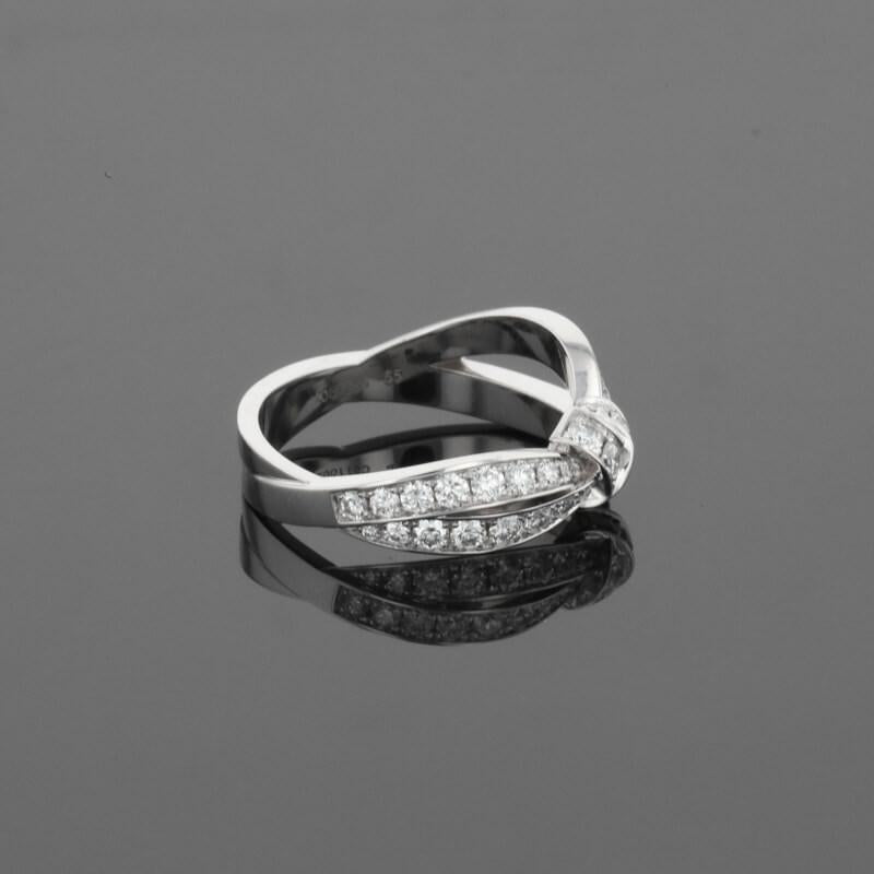 Chaumet Liens Seduction Ribbon Symbol Diamonds 18K White Gold Ring