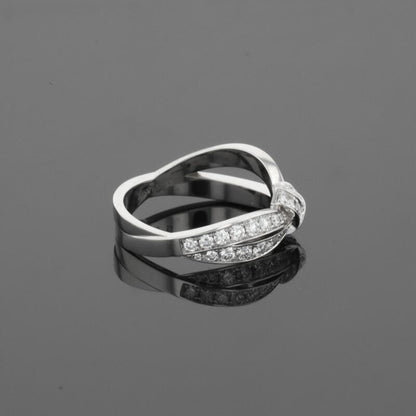 Chaumet Liens Seduction Ribbon Symbol Diamonds 18K White Gold Ring
