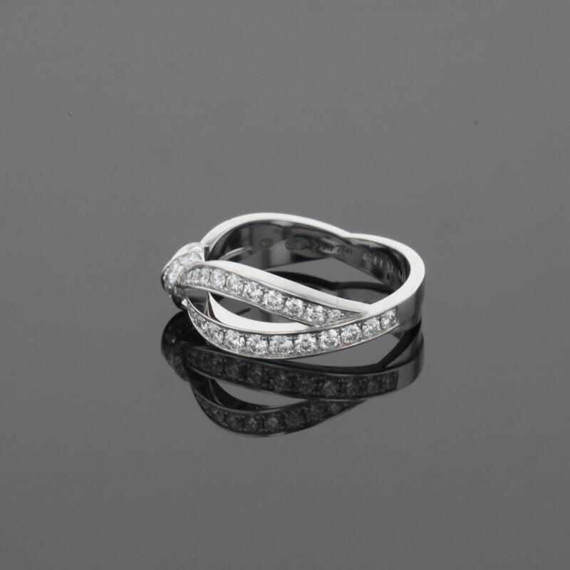 Chaumet Liens Seduction Ribbon Symbol Diamonds 18K White Gold Ring