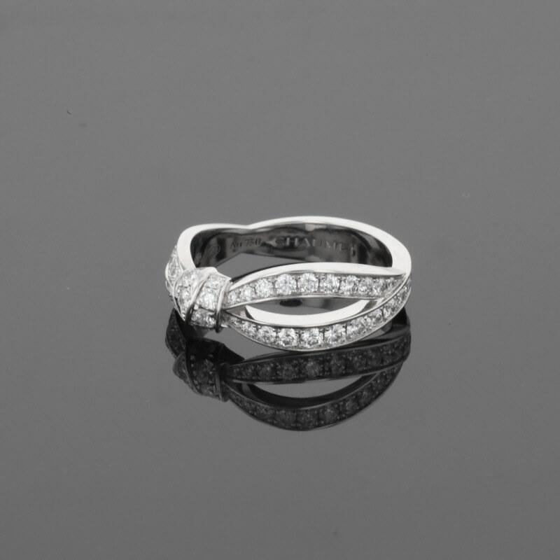 Chaumet Liens Seduction Ribbon Symbol Diamonds 18K White Gold Ring