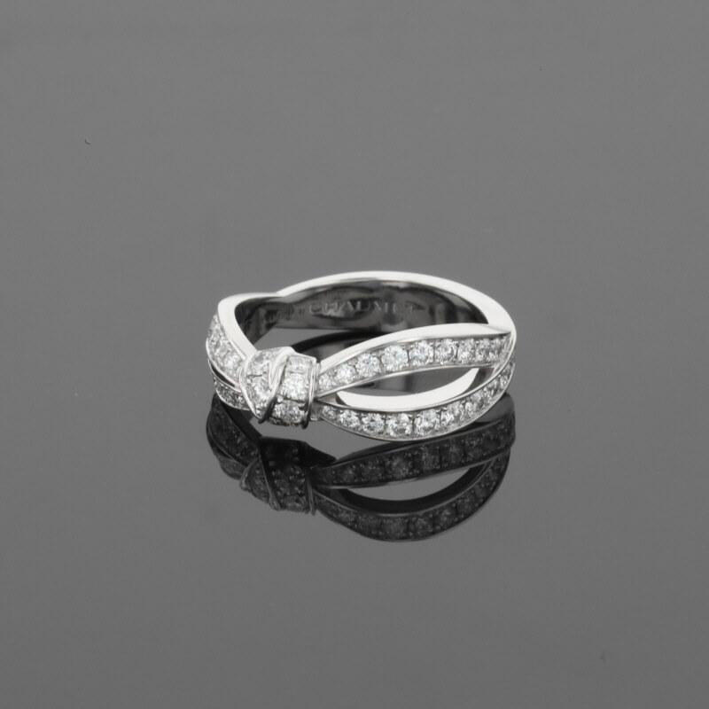 Chaumet Liens Seduction Ribbon Symbol Diamonds 18K White Gold Ring