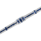 Art Deco Style Blue Sapphire &  Diamond Tennis Unique 18K White Gold Bracelet