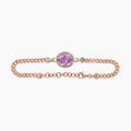 Pink Kunzite & White Diamond 18K Rose Gold Charm Oval Shape Bracelet