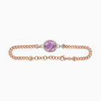 Pink Kunzite & White Diamond 18K Rose Gold Charm Oval Shape Bracelet