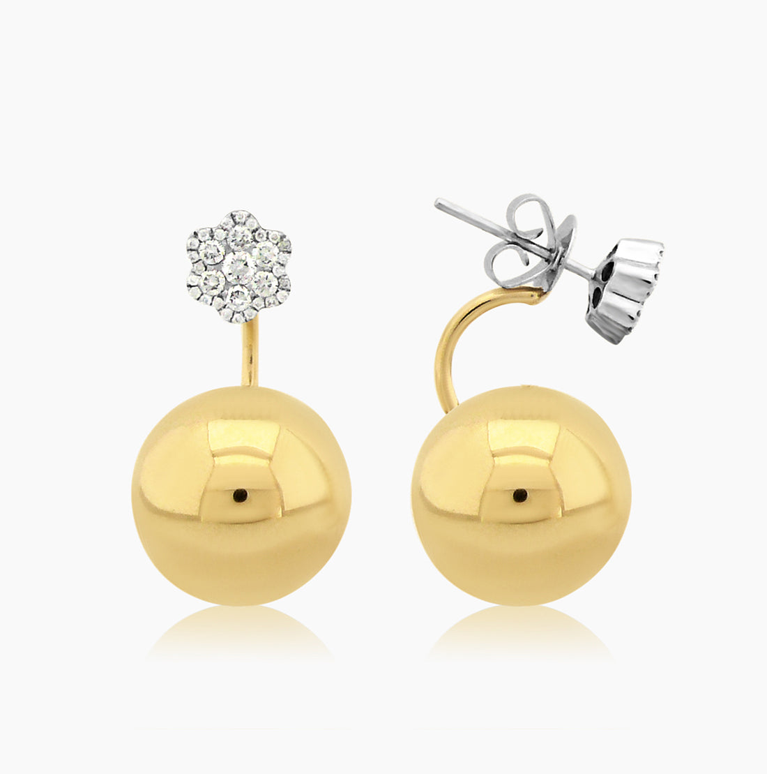 Golden Globe Diamond 18K 15MM Gold Ball Earrings