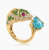 Koi Fish Blue Apatite & Ruby & Fancy Diamond & Green Garnet 18K Yellow Gold Ring