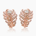 Fancy Diamond 18K Rose Gold Feather Bird Fantasy Earrings