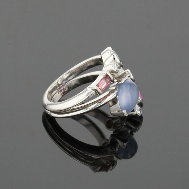 Cartier Meli Melo Diamond Chalcedony Aquamarine Garnet Tourmalines Platinum Ring