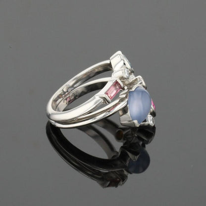 Cartier Meli Melo Diamond Chalcedony Aquamarine Garnet Tourmalines Platinum Ring