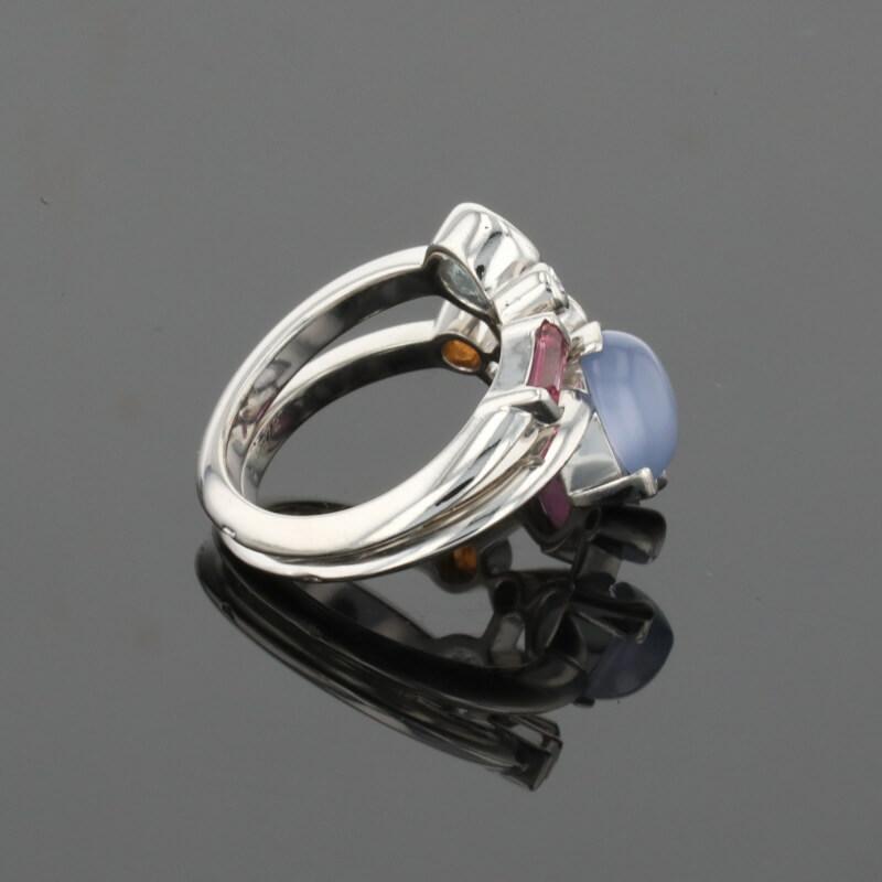 Cartier Meli Melo Diamond Chalcedony Aquamarine Garnet Tourmalines Platinum Ring
