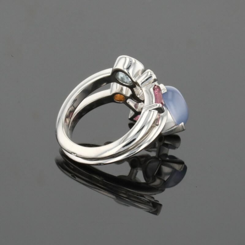 Cartier Meli Melo Diamond Chalcedony Aquamarine Garnet Tourmalines Platinum Ring