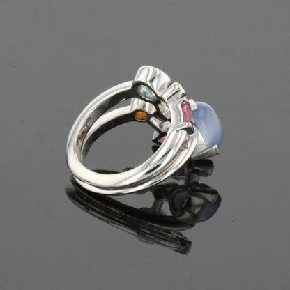 Cartier Meli Melo Diamond Chalcedony Aquamarine Garnet Tourmalines Platinum Ring