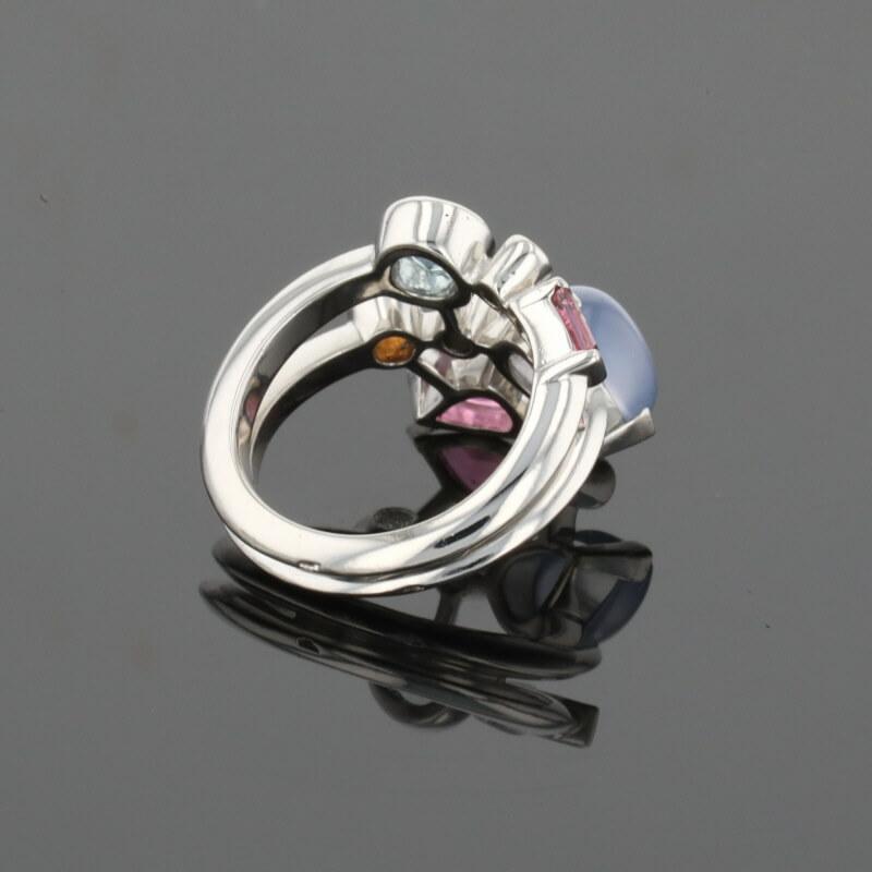 Cartier Meli Melo Diamond Chalcedony Aquamarine Garnet Tourmalines Platinum Ring