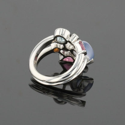 Cartier Meli Melo Diamond Chalcedony Aquamarine Garnet Tourmalines Platinum Ring