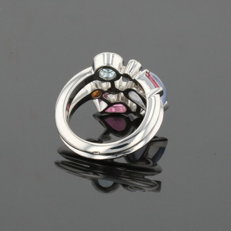 Cartier Meli Melo Diamond Chalcedony Aquamarine Garnet Tourmalines Platinum Ring