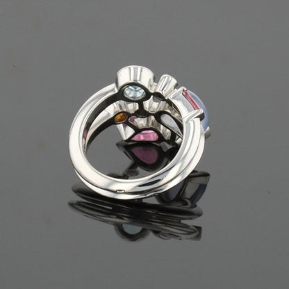 Cartier Meli Melo Diamond Chalcedony Aquamarine Garnet Tourmalines Platinum Ring