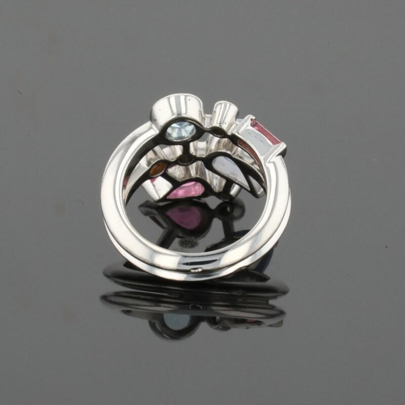 Cartier Meli Melo Diamond Chalcedony Aquamarine Garnet Tourmalines Platinum Ring