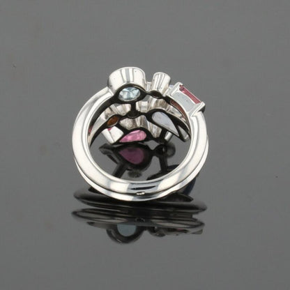 Cartier Meli Melo Diamond Chalcedony Aquamarine Garnet Tourmalines Platinum Ring