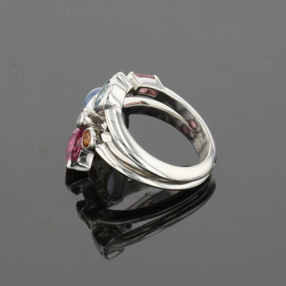 Cartier Meli Melo Diamond Chalcedony Aquamarine Garnet Tourmalines Platinum Ring