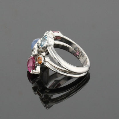 Cartier Meli Melo Diamond Chalcedony Aquamarine Garnet Tourmalines Platinum Ring