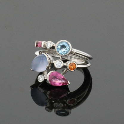 Cartier Meli Melo Diamond Chalcedony Aquamarine Garnet Tourmalines Platinum Ring