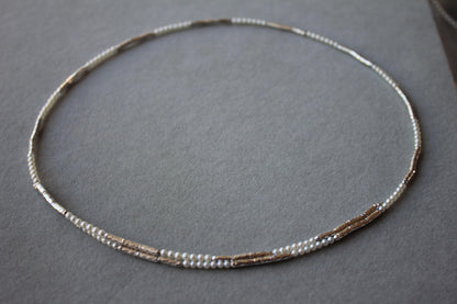 18K White Gold White Akoya Pearl Adjustable Magnetic Choker Necklace Bracelet