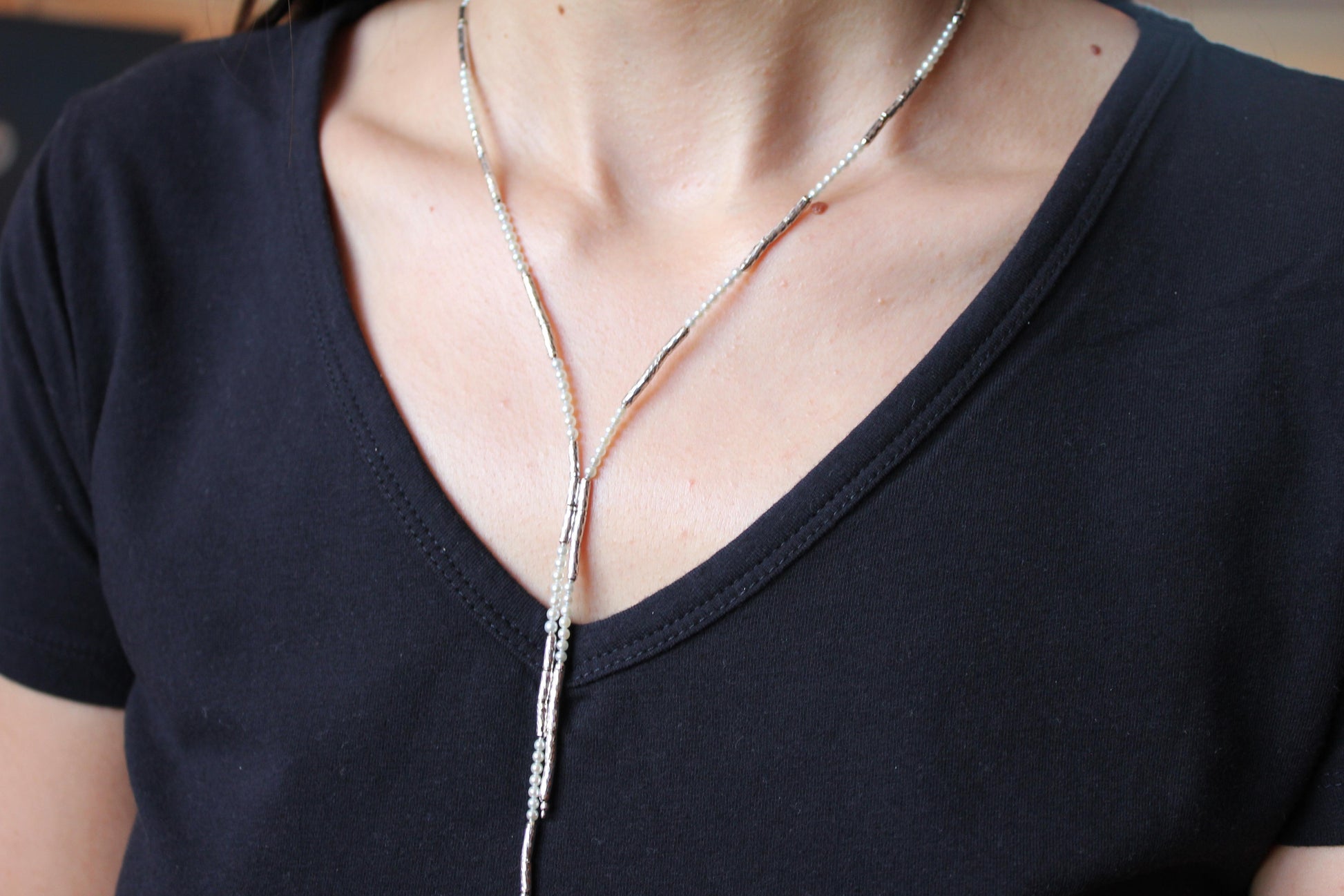 18K White Gold White Akoya Pearl Adjustable Magnetic Choker Necklace Bracelet