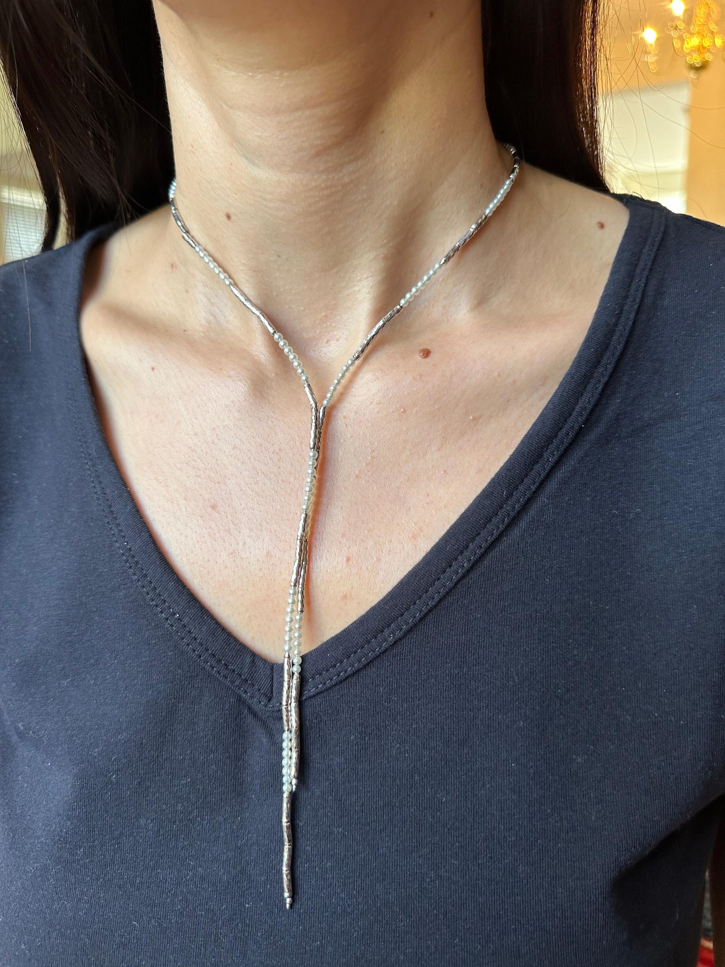18k white gold white akoya pearl adjustable magnetic choker necklace bracelet