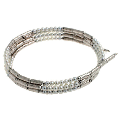 18K White Gold White Akoya Pearl Adjustable Magnetic Choker Necklace Bracelet