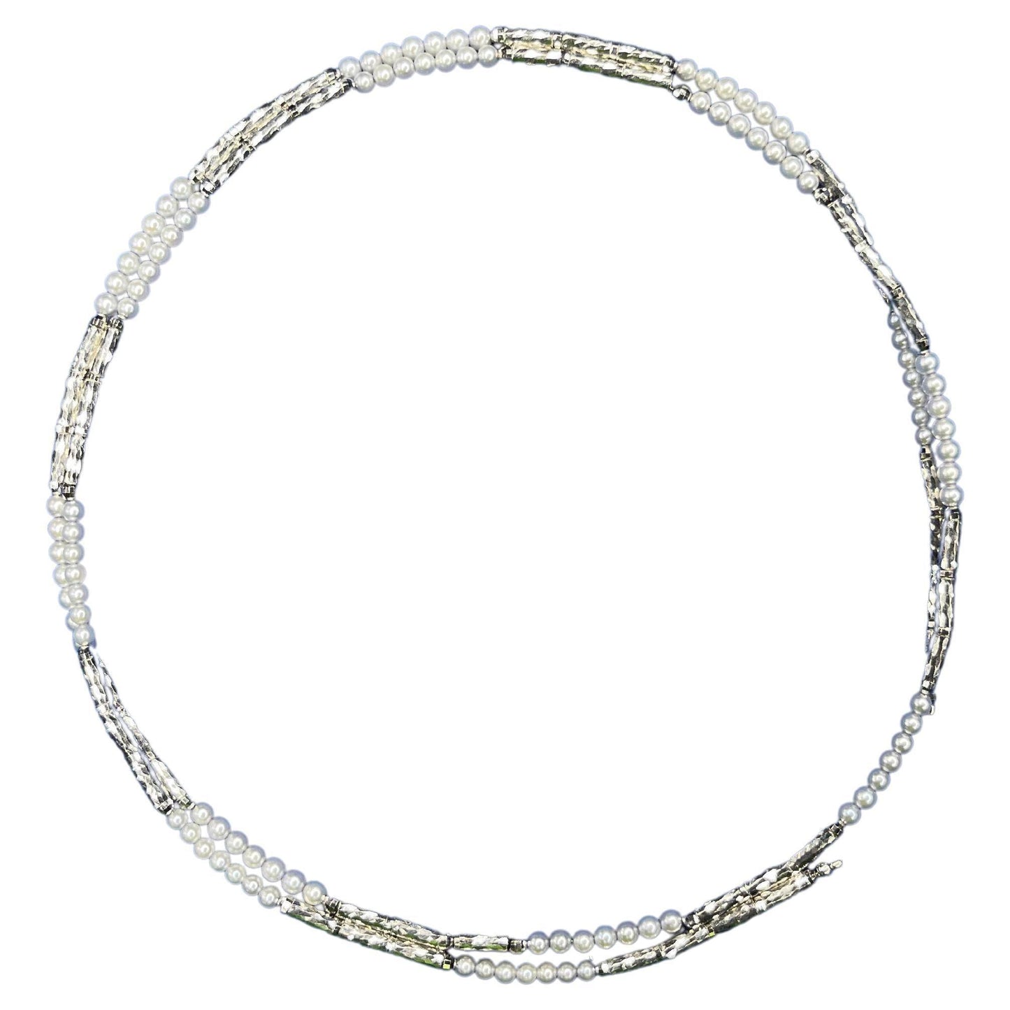 18k white gold white akoya pearl adjustable magnetic choker necklace bracelet