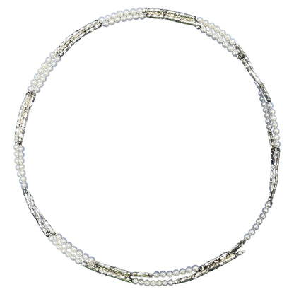 18K White Gold White Akoya Pearl Adjustable Magnetic Choker Necklace Bracelet