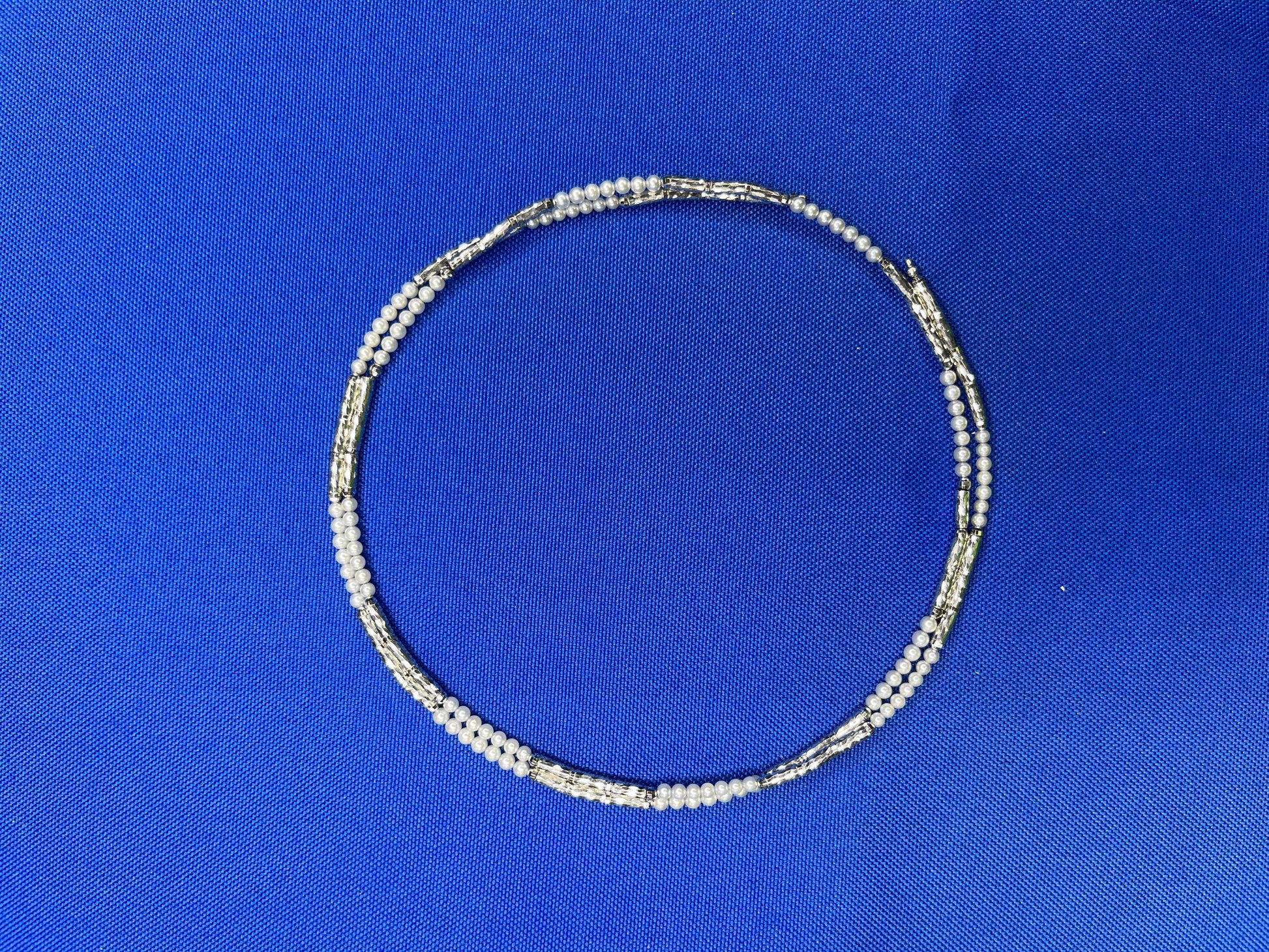 18K White Gold White Akoya Pearl Adjustable Magnetic Choker Necklace Bracelet