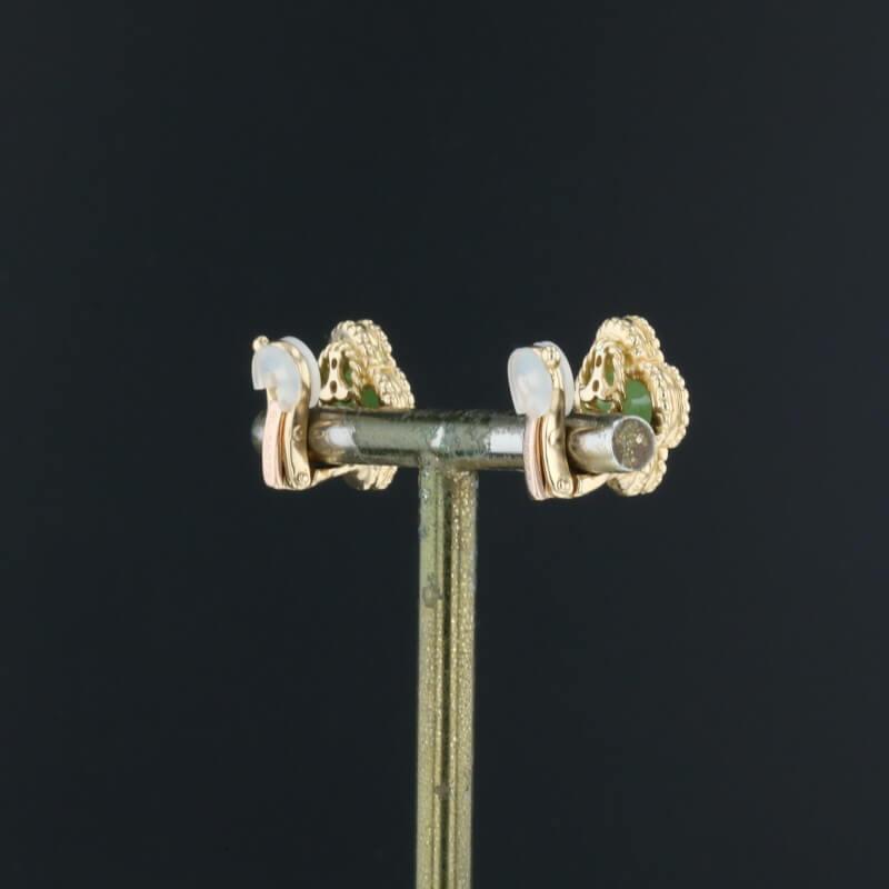 Van Cleef &amp; Arpels Vintage Alhambra Green Jade 18K Yellow Gold Earrings