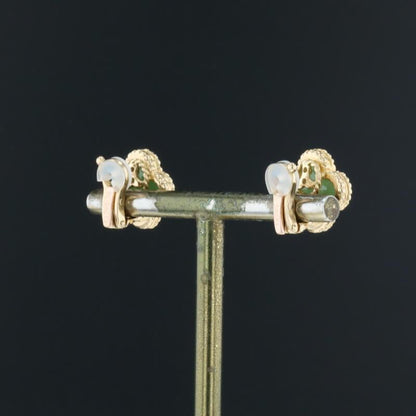 Van Cleef &amp; Arpels Vintage Alhambra Green Jade 18K Yellow Gold Earrings