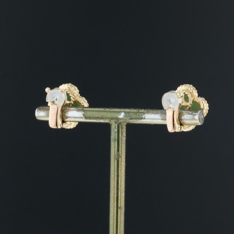 Van Cleef &amp; Arpels Vintage Alhambra Green Jade 18K Yellow Gold Earrings