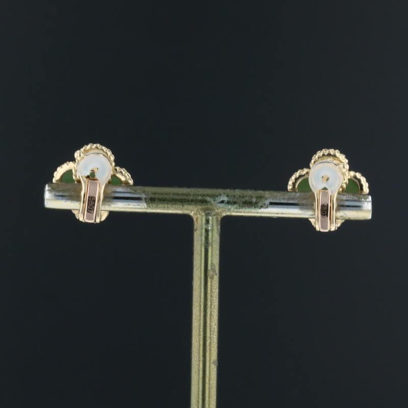 Van Cleef &amp; Arpels Vintage Alhambra Green Jade 18K Yellow Gold Earrings