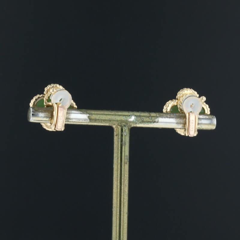 Van Cleef &amp; Arpels Vintage Alhambra Green Jade 18K Yellow Gold Earrings