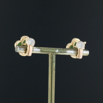 Van Cleef &amp; Arpels Vintage Alhambra Green Jade 18K Yellow Gold Earrings