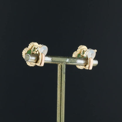 Van Cleef &amp; Arpels Vintage Alhambra Green Jade 18K Yellow Gold Earrings