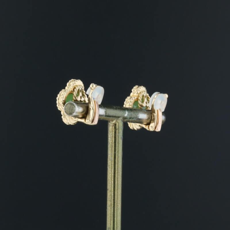 Van Cleef &amp; Arpels Vintage Alhambra Green Jade 18K Yellow Gold Earrings