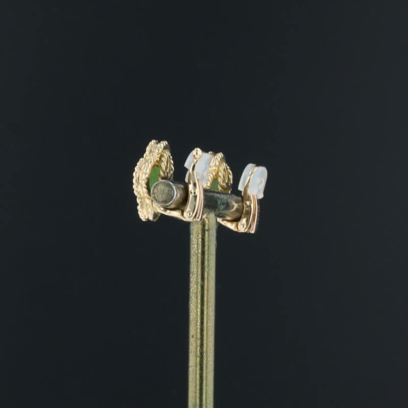 Van Cleef &amp; Arpels Vintage Alhambra Green Jade 18K Yellow Gold Earrings