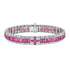 Art Deco Style Inspired Pink Red Ruby & Diamond 18K White Gold Line Bracelet