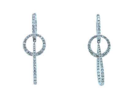 2.5 Carat Fancy Round Pear Shape Brilliant Cut Diamond Hoop 14 Karat White Gold 