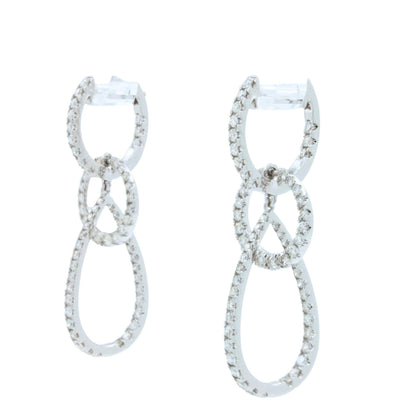 2.5 Carat Fancy Round Pear Shape Brilliant Cut Diamond Hoop 14 Karat White Gold 